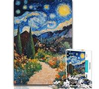 Adult Jigsaw Puzzles 1000 Mountain Painting by starry sky 1000 Pieces for Adults,Family Activity Fun at Home Activities, Birthday Present,Travel Gifts 38x26cm