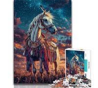 Adult Jigsaw Puzzles 1000 Native American Horse 1000 Pieces for Adults,Family Activity Fun at Home Activities, Birthday Present,Travel Gifts 75x50cm