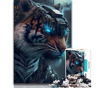 Adult Jigsaw Puzzles 1000 Neon Jungle Tiger Puzzles for Adults,learning Educational for Is Ideal As A Gift for The Whole Family (size 38x26cm)