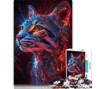 Adult Jigsaw Puzzles 1000 Neon Ocelot Teenager Puzzles,learning Educational Is Ideal As A Gift for The Whole Family 26x38cm