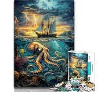 Adult Jigsaw Puzzles 1000 Ocean Octopus 1000 Piece Puzzle,Vibrant And Unique Design Relaxing & Challenging Puzzle Experience (size 38x26cm)