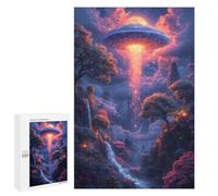 Adult Jigsaw Puzzles 1000 PCS Alien Spaceship Landing Scene Jigsaw Puzzles for Adults Stress Reliever Challenging To Complete Brainteaser Family Games 1000 PCS