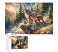 Adult Jigsaw Puzzles 1000 PCS Amazon Rainforest Wildlife Mountain Lion Family Puzzles for Adults Hands-on Game Enhance Memory Gifts for Friends And Family 1000 PCS