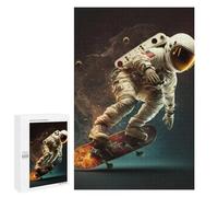 Adult Jigsaw Puzzles 1000 PCS Astronaut Skateboarding in Space Jigsaw for Adults Relaxing Games A Work of Art Birthday Present, Gifts, 1000 PCS