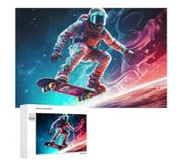 Adult Jigsaw Puzzles 1000 PCS Astronaut Skateboarding in Space Puzzle for Adults Brain Teaser Game Wall Decoration Birthday Present, Gifts, 1000 PCS