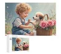 Adult Jigsaw Puzzles 1000 PCS Baby Feeding Puppy with Milk Basket Puzzles for Adults Hands-on Game Enhance Memory Gifts for Friends And Family 1000 PCS