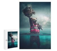 Adult Jigsaw Puzzles 1000 PCS Bear Floating Island Life Jacket Jigsaw for Adults Relaxing Games A Work of Art Birthday Present, Gifts, 1000 PCS