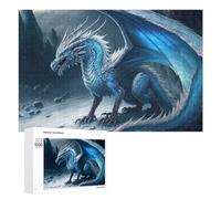 Adult Jigsaw Puzzles 1000 PCS Blue Ice Dragon in Snowy Landscape Puzzle for Adults Brain Teaser Game Wall Decoration Birthday Present, Gifts, 1000 PCS
