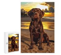 Adult Jigsaw Puzzles 1000 PCS Chocolate Labrador at Sunset Jigsaw for Adults Relaxing Games Birthday Present Great Gift for Gaming 1000 PCS