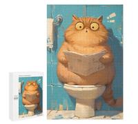Adult Jigsaw Puzzles 1000 PCS Chubby Cat on Toilet Jigsaw for Adults Relaxing Games A Work of Art Birthday Present, Gifts, 1000 PCS
