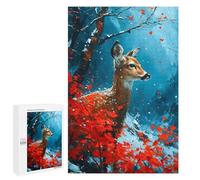 Adult Jigsaw Puzzles 1000 PCS Cold Deer in Cherry Tree Teenagers Puzzles Toy Wall Decor Pattern Assembly Gifts for Friends And Family 1000 PCS