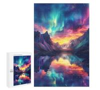 Adult Jigsaw Puzzles 1000 PCS Colorful Aurora Reflections -1 Jigsaw Puzzles for Adults Stress Reliever Challenging To Complete Brainteaser Family Games 1000 PCS