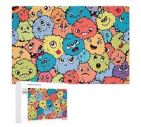 Adult Jigsaw Puzzles 1000 PCS Colorful Cartoon Monsters Background Jigsaw for Adults Relax Games Presents for Women Birthday Present, Gifts, 1000 PCS