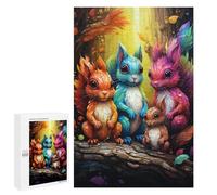 Adult Jigsaw Puzzles 1000 PCS Colorful Forest Squirrels Puzzle for Adults Brain Teaser Game Wall Decoration Birthday Present, Gifts, 1000 PCS
