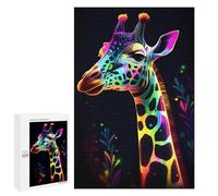 Adult Jigsaw Puzzles 1000 PCS Colorful Neon Giraffe Art Puzzle for Adults Brain Teaser Game Wall Decoration Birthday Present, Gifts, 1000 PCS