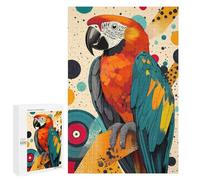 Adult Jigsaw Puzzles 1000 PCS Colorful Parrot Abstract Art Print Tropical Home Décor, Bird Lover Gift, Vibrant Wall Art Macaw ... Jigsaw for Adults Relaxing Games A Work of Art Birthday Present, Gif