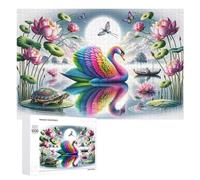 Adult Jigsaw Puzzles 1000 PCS Colorful Swan Pond Scene Puzzle for Adults Brain Teaser Game Wall Decoration Birthday Present, Gifts, 1000 PCS