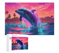 Adult Jigsaw Puzzles 1000 PCS Dolphin Splash Paradise Jigsaw for Adults Relax Games Presents for Women Birthday Present, Gifts, 1000 PCS