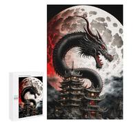Adult Jigsaw Puzzles 1000 PCS Dragon Moon Rising Puzzles for Adults Hands-on Game Enhance Memory Gifts for Friends And Family 1000 PCS