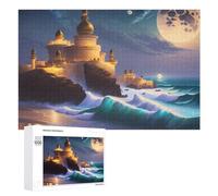 Adult Jigsaw Puzzles 1000 PCS Enchanted Coastal Palace Under Moonlight Puzzles for Adults Hands-on Game Enhance Memory Gifts for Friends And Family 1000 PCS