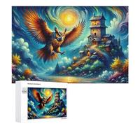 Adult Jigsaw Puzzles 1000 PCS Enchanted Forest with Owl And Castle Puzzle for Adults Brain Teaser Game Wall Decoration Birthday Present, Gifts, 1000 PCS