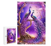 Adult Jigsaw Puzzles 1000 PCS Enchanted Peacock Pair in Fantasy Forest Jigsaw for Adults Relax Games Presents for Women Birthday Present, Gifts, 1000 PCS