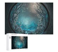 Adult Jigsaw Puzzles 1000 PCS Enchanted Winter Forest Through A Circular Window Puzzles for Adults Hands-on Game Enhance Memory Gifts for Friends And Family 1000 PCS