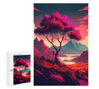 Adult Jigsaw Puzzles 1000 PCS Fiery Landscape with Tree Jigsaw for Adults Relax Games Presents for Women Birthday Present, Gifts, 1000 PCS