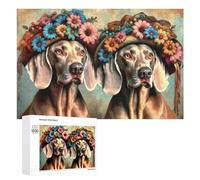 Adult Jigsaw Puzzles 1000 PCS Floral Crowned Dogs Art Print Puzzles for Adults Hands-on Game Enhance Memory Gifts for Friends And Family 1000 PCS