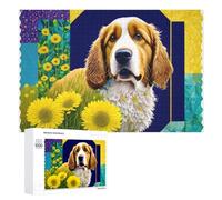 Adult Jigsaw Puzzles 1000 PCS Floral Field Dog Portrait Puzzle for Adults Brain Teaser Game Wall Decoration Birthday Present, Gifts, 1000 PCS
