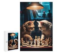 Adult Jigsaw Puzzles 1000 PCS Funny Cats Playing Chess Teenagers Puzzles Toy Wall Decor Pattern Assembly Gifts for Friends And Family 1000 PCS