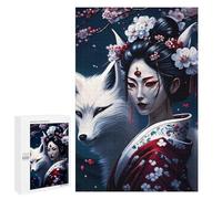 Adult Jigsaw Puzzles 1000 PCS Geisha Fox Cherry Japan Teenagers Puzzles Toy Wall Decor Pattern Assembly Gifts for Friends And Family 1000 PCS