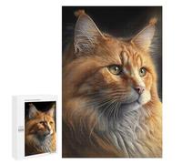 Adult Jigsaw Puzzles 1000 PCS Golden Maine Coon Cat Portrait Jigsaw for Adults Relaxing Games A Work of Art Birthday Present, Gifts, 1000 PCS