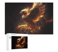 Adult Jigsaw Puzzles 1000 PCS Golden Phoenix Rising Mystic Artwork Jigsaw for Adults Relax Games Presents for Women Birthday Present, Gifts, 1000 PCS