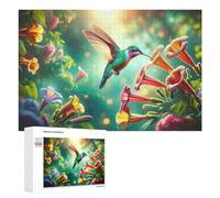 Adult Jigsaw Puzzles 1000 PCS Hummingbird in A Garden of Flowers Puzzles for Adults Hands-on Game Enhance Memory Gifts for Friends And Family 1000 PCS