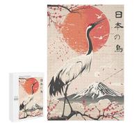 Adult Jigsaw Puzzles 1000 PCS Japanese Kanji Crane Bird Jigsaw for Adults Relaxing Games Birthday Present Great Gift for Gaming 1000 PCS