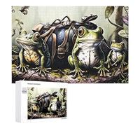 Adult Jigsaw Puzzles 1000 PCS Journey Begins Frogs with Backpacks Puzzles for Adults Hands-on Game Enhance Memory Gifts for Friends And Family 1000 PCS