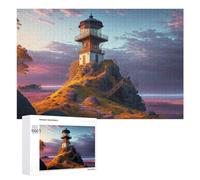 Adult Jigsaw Puzzles 1000 PCS Lighthouse on Rocky Hill at Sunset Puzzles for Adults Hands-on Game Enhance Memory Gifts for Friends And Family 1000 PCS