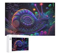 Adult Jigsaw Puzzles 1000 PCS Magical Neon Snail in Fantasy Forest Jigsaw for Adults Relax Games Presents for Women Birthday Present, Gifts, 1000 PCS