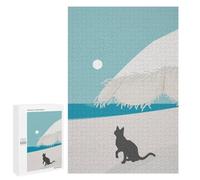 Adult Jigsaw Puzzles 1000 PCS Mountain Cat Silhouette Scene Jigsaw for Adults Relax Games Presents for Women Birthday Present, Gifts, 1000 PCS