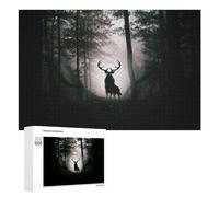 Adult Jigsaw Puzzles 1000 PCS Mystical Forest Deer Silhouette Jigsaw for Adults Relax Games Presents for Women Birthday Present, Gifts, 1000 PCS
