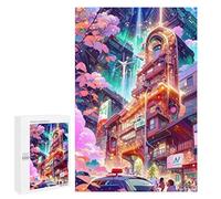 Adult Jigsaw Puzzles 1000 PCS Neon Cityscape Vibrant Future Puzzle for Adults Brain Teaser Game Wall Decoration Birthday Present, Gifts, 1000 PCS