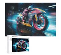 Adult Jigsaw Puzzles 1000 PCS Neon Motorcycle Speed Puzzles for Adults Hands-on Game Enhance Memory Gifts for Friends And Family 1000 PCS