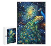 Adult Jigsaw Puzzles 1000 PCS Peacock Under Starry Night Teenagers Puzzles Toy Wall Decor Pattern Assembly Gifts for Friends And Family 1000 PCS