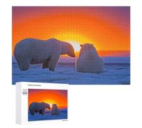 Adult Jigsaw Puzzles 1000 PCS Polar Bears Sunset Arctic Puzzle for Adults Brain Teaser Game Wall Decoration Birthday Present, Gifts, 1000 PCS