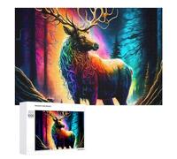 Adult Jigsaw Puzzles 1000 PCS Rainbow Deer in Enchanted Forest Puzzles for Adults Hands-on Game Enhance Memory Gifts for Friends And Family 1000 PCS
