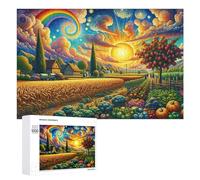 Adult Jigsaw Puzzles 1000 PCS Rainbow Fields of Harvest Puzzles for Adults Hands-on Game Enhance Memory Gifts for Friends And Family 1000 PCS