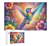 Adult Jigsaw Puzzles 1000 PCS Rainbow Hummingbird Garden Puzzle for Adults Brain Teaser Game Wall Decoration Birthday Present, Gifts, 1000 PCS