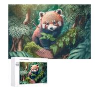 Adult Jigsaw Puzzles 1000 PCS Red Panda in Lush Forest Puzzles for Adults Hands-on Game Enhance Memory Gifts for Friends And Family 1000 PCS