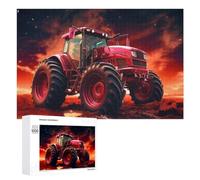 Adult Jigsaw Puzzles 1000 PCS Red Tractor Sunset Scene Puzzles for Adults Hands-on Game Enhance Memory Gifts for Friends And Family 1000 PCS